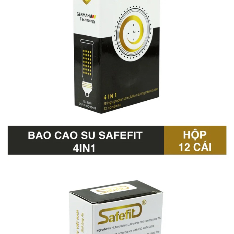 Bao cao su Safefit 4in1  gân , gai thắt kéo dài thời gian