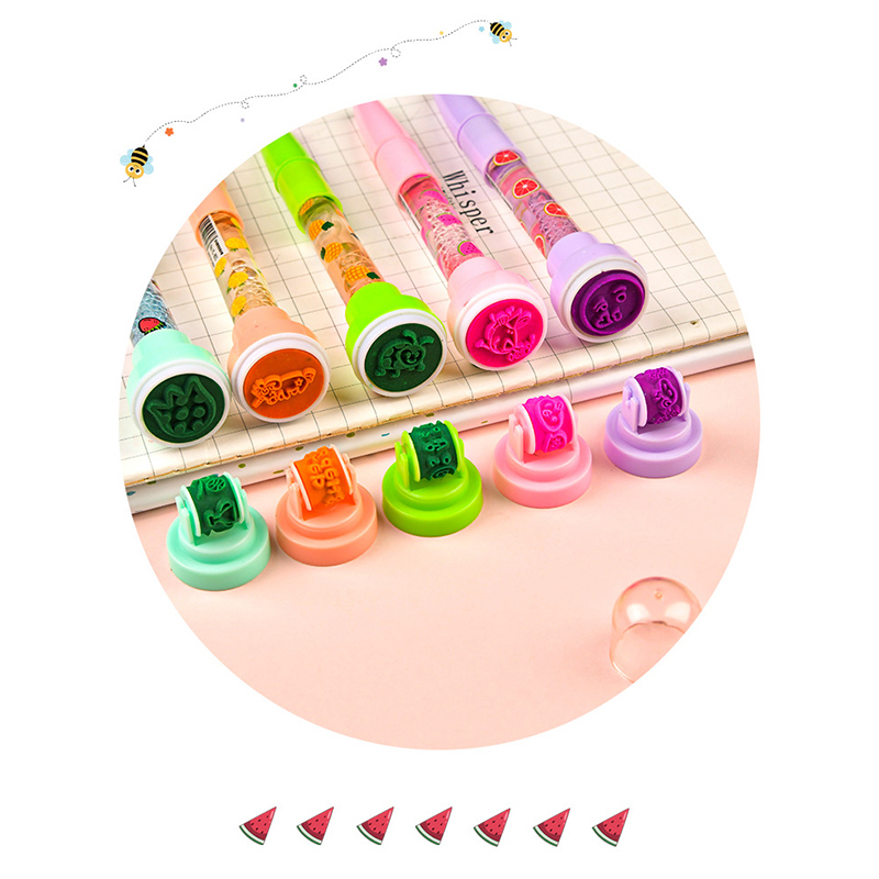 ✨✨Bút Bi Lăn 5 Trong 1 Đa Chức Năng Có Con Dấu IN Hình Dễ Thương Cho Bé