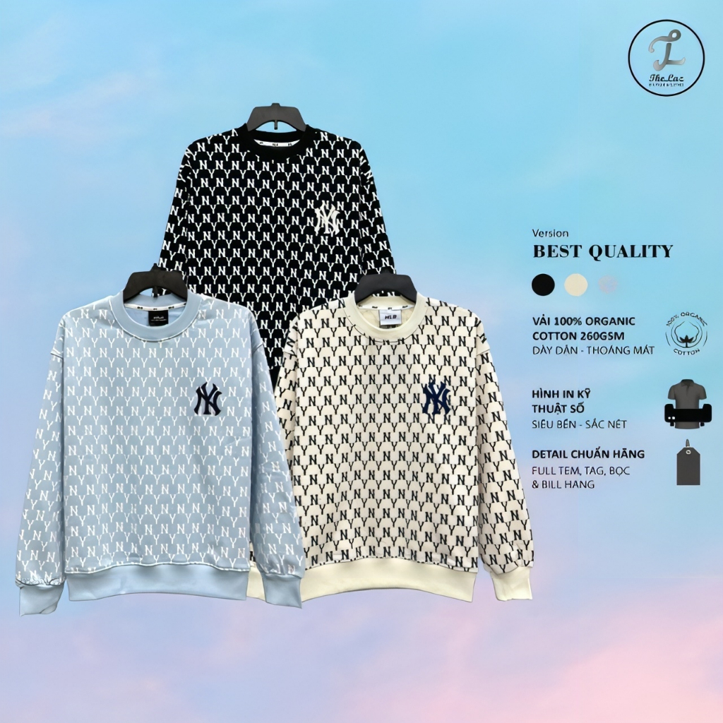 Sweater MLB Monogram Vải Chân Cua cotton 100% The Laz