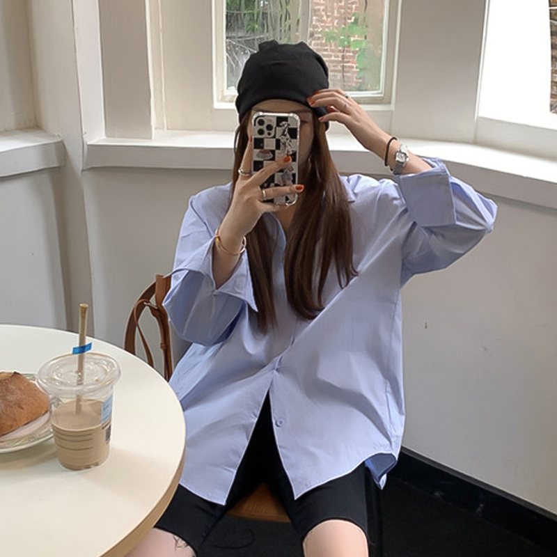 Áo sơ mi dài tay trơn nhiều màu công sở cho nữ hàn quốc