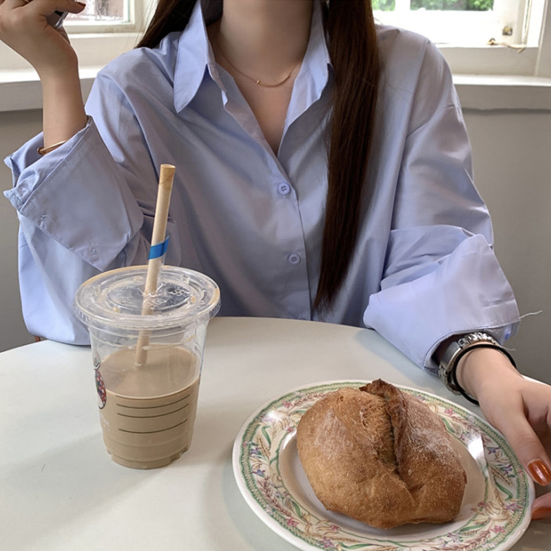 Áo sơ mi dài tay trơn nhiều màu công sở cho nữ hàn quốc