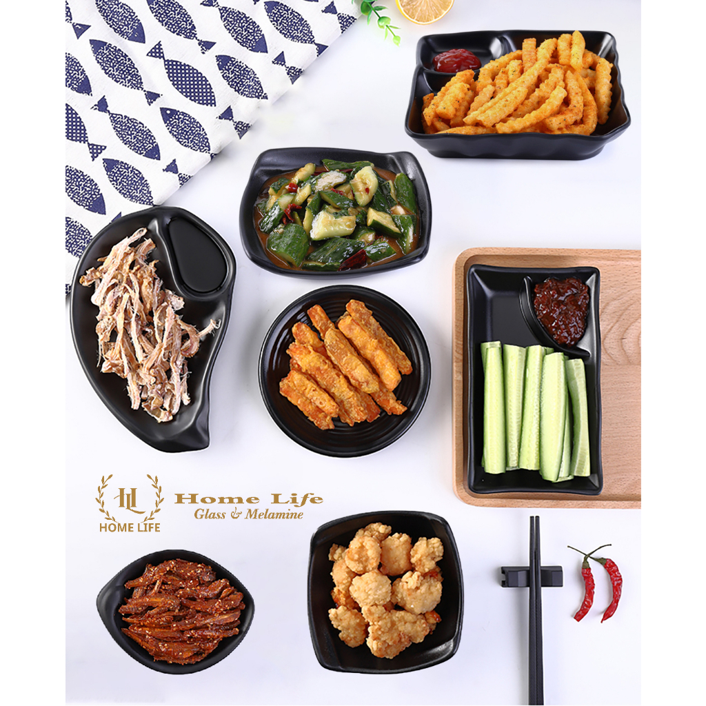 Bát đựng Kim chi _ Đồ Muối | Bát PanChan Hàn Quốc 8037-6 Đen Mờ | PanChan Đôi 140034 | PanChan Đơn Hình Lá