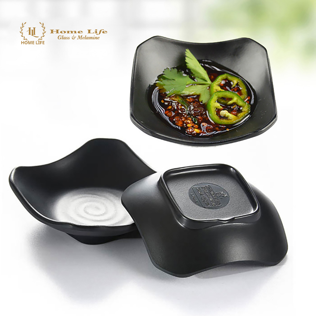 Bát đựng Kim chi _ Đồ Muối | Bát PanChan Hàn Quốc 8037-6 Đen Mờ | PanChan Đôi 140034 | PanChan Đơn Hình Lá