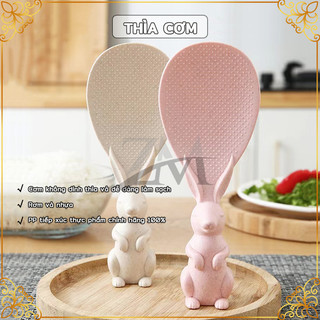 Thìa xới cơm,Muỗng Múc Xới Cơm Có Đế Đứng Hình Vá múc cơm chống dính hình trụ đứn,Muôi Xới Cơm Hình Thỏ