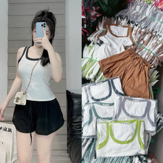 Set đồ bộ đùi lửng nữ bộ ngủ hai dây mặc ở nhà đi chơi dạo phố