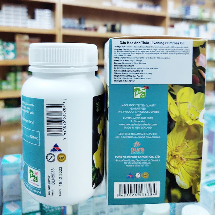 Viên uống tinh dầu hoa anh thảo Evening Primrose Oil Nzpurehealth 100 viên