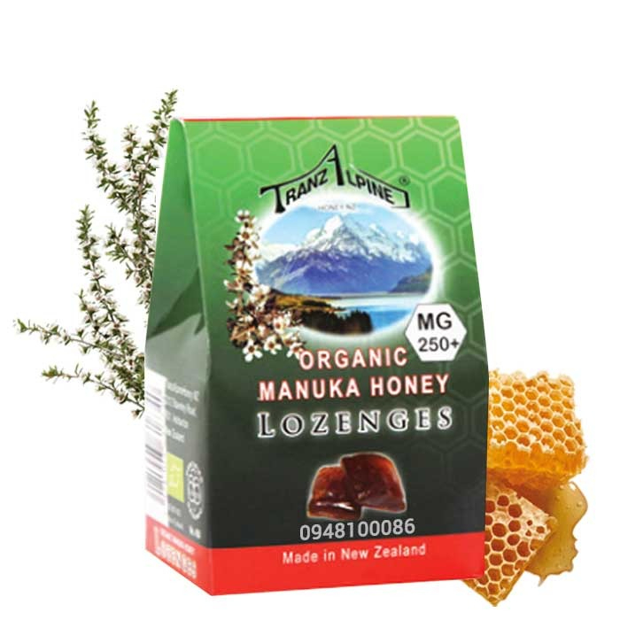 Kẹo mật ong Manuka Organic Manuka Honey Lozenges MG250+  -TranzAlpineHoney