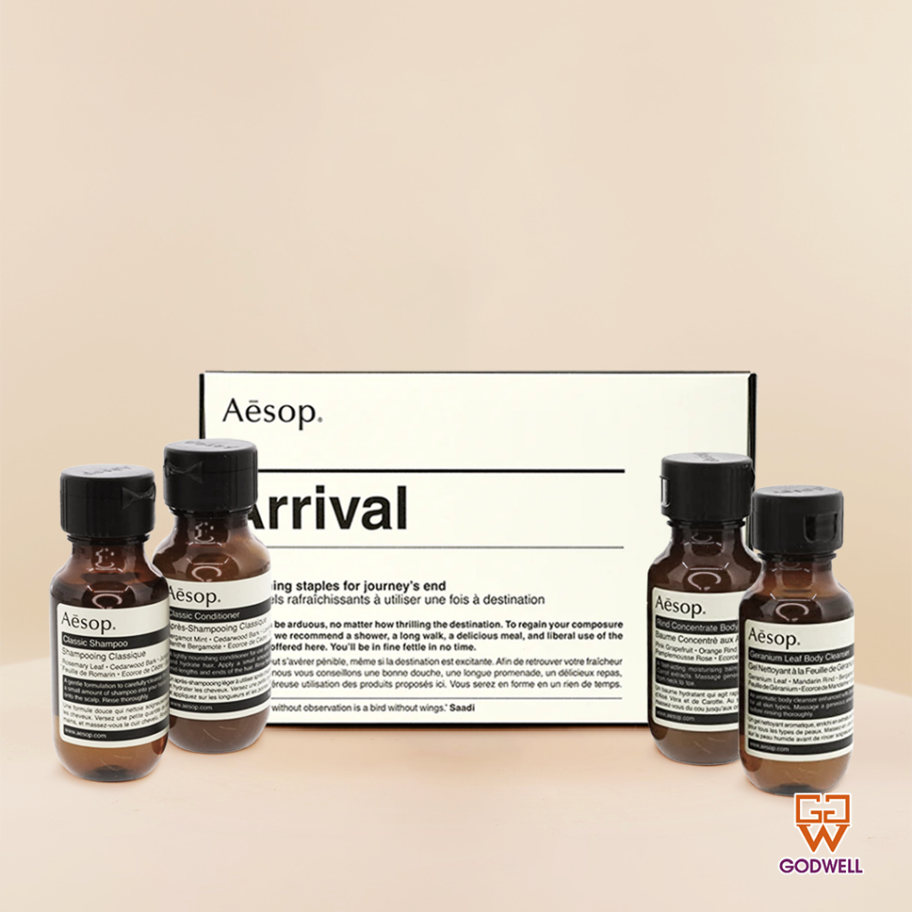 Bộ sản phẩm 4 món AESOP Arrival Kit (Dầu Gội, Dầu Xả, Sữa Tắm, Sữa Dưỡng Thể)
