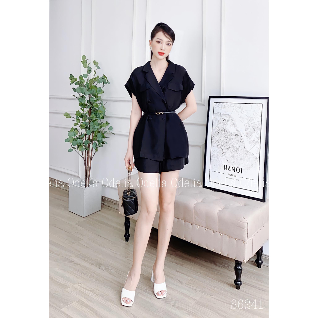 Set bộ áo sơ mi và quần short Odelia, kèm đai cá tính - S6241