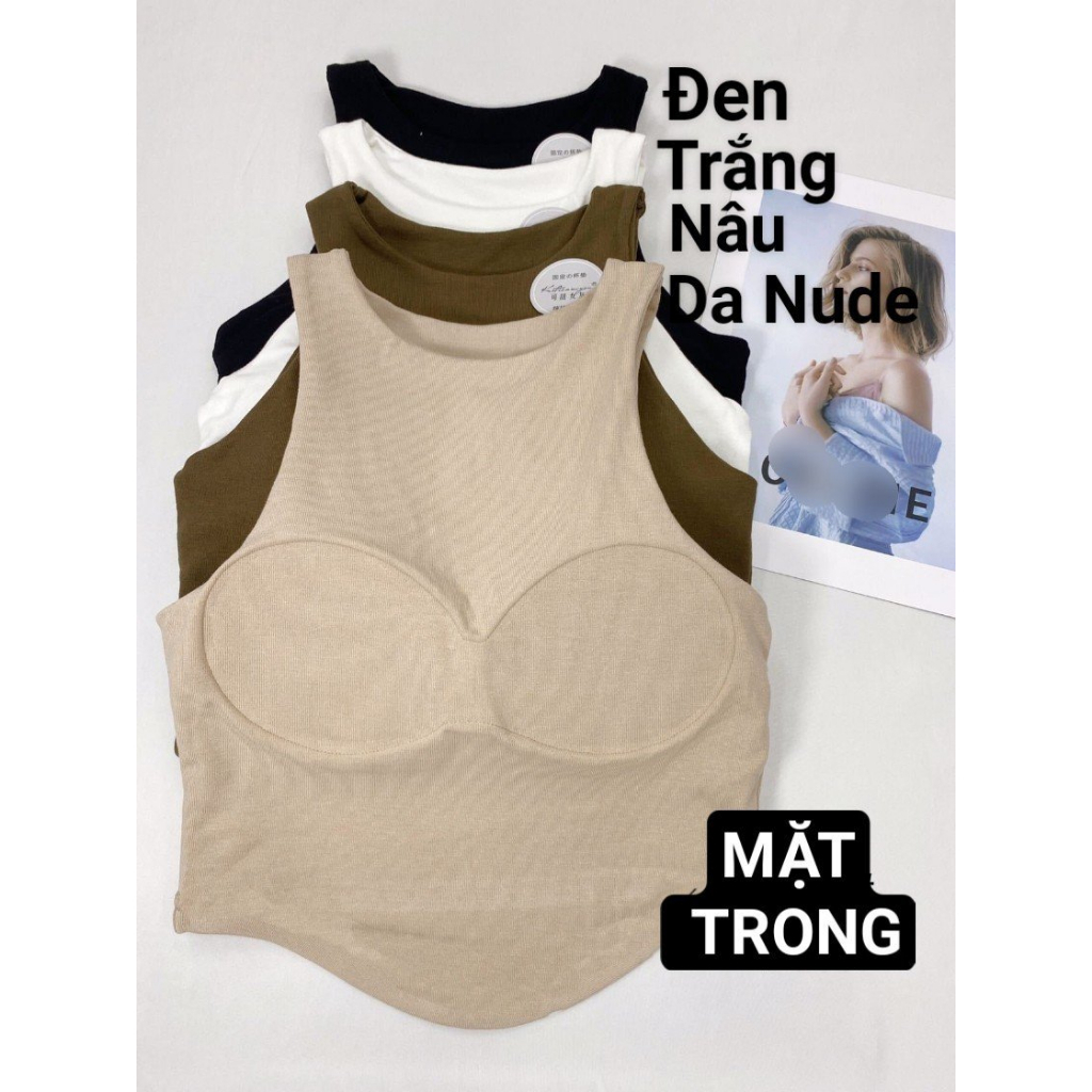 Áo thun nữ ngắn ba lỗ có mút Tuna croptop thon gọn không viền màu trơn đơn giản BS54