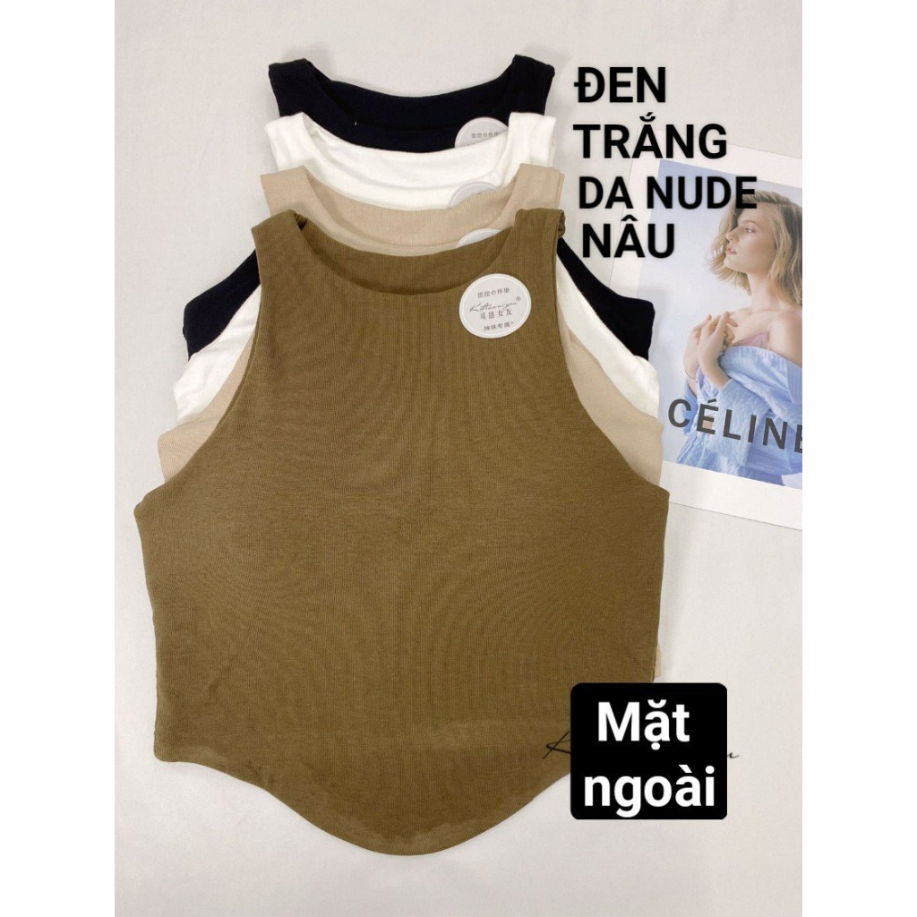 Áo thun nữ ngắn ba lỗ có mút Tuna croptop thon gọn không viền màu trơn đơn giản BS54