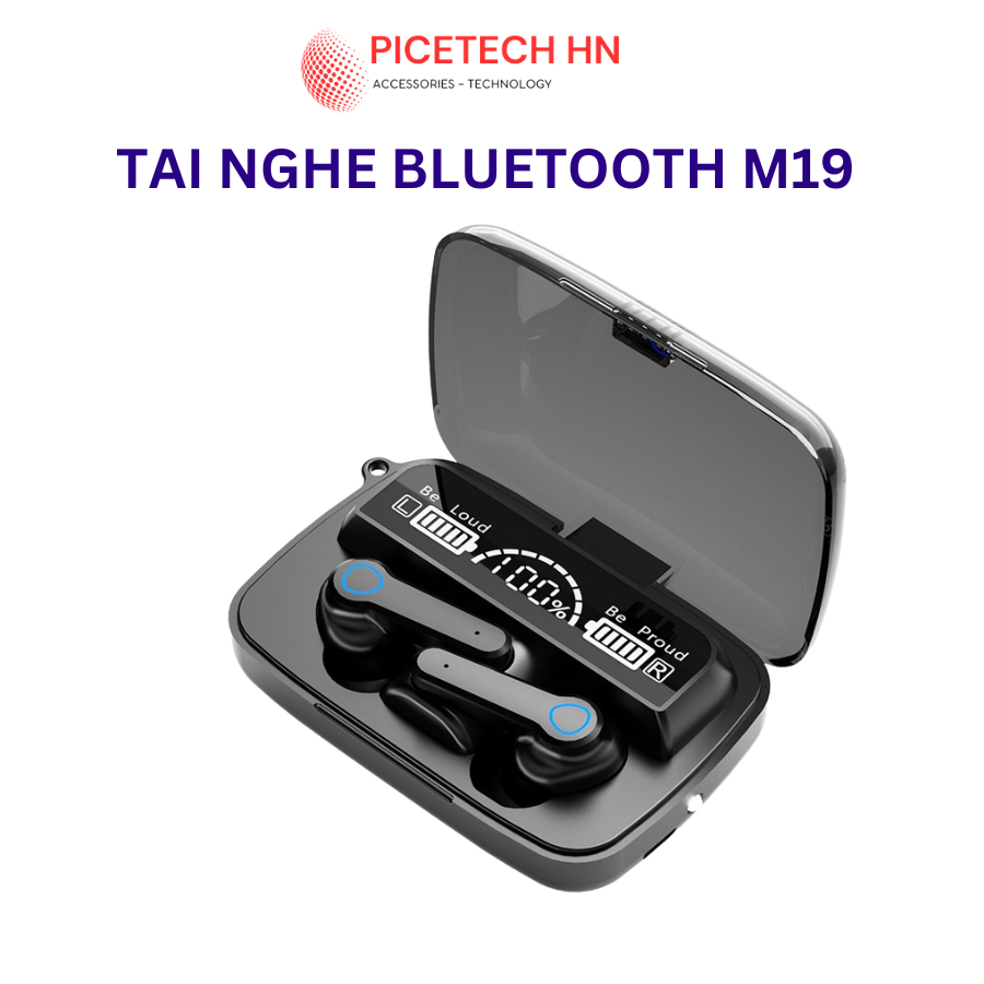 Tai Nghe Bluetooth Không Dây M19 Cảm Ứng, Nghe Nhạc, Màn Hình Led, Có Đèn Pin - Chính Hãng PICETECHHN