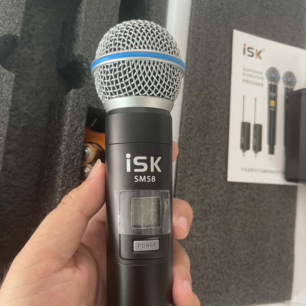 Mic Thu Âm ISK SM58 Cầm Tay - Micro Không Dây Màu Đen SM58 Dùng Cho Sound Card, Âm ly, Vang, Mixer, Loa