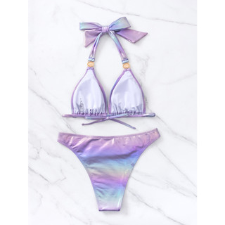 [BKN2358] <ÂU> SET BIKINI TÍM OMBRE MIX ĐÁ DA BÓNG