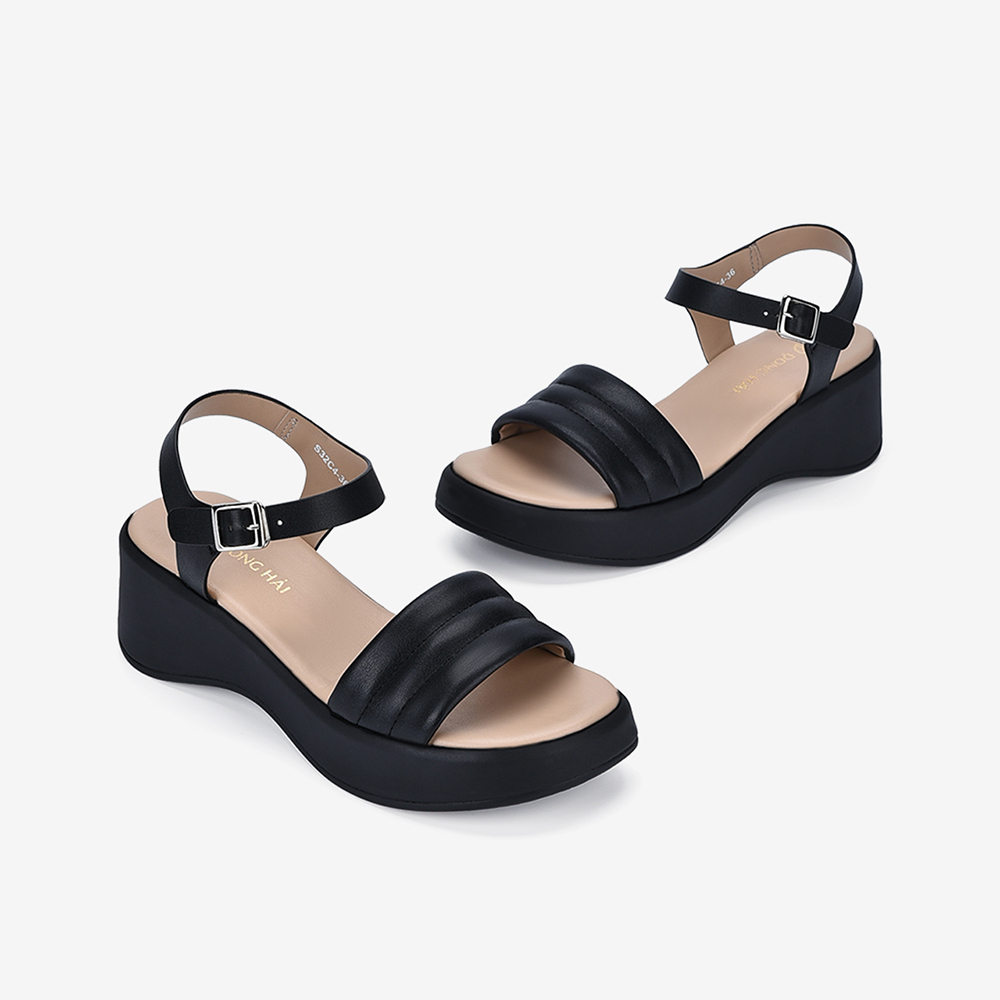 Giày Sandal Nữ Đông Hải Đế Xuồng Quai Ngang Chần Bông Cao 6cm - S32C4