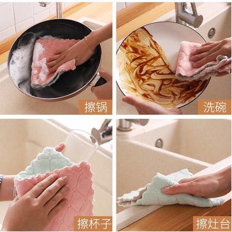 Khăn lau bếp 2 mặt siêu thấm hút, sợi vải mềm mịn thấm nhanh không mùi