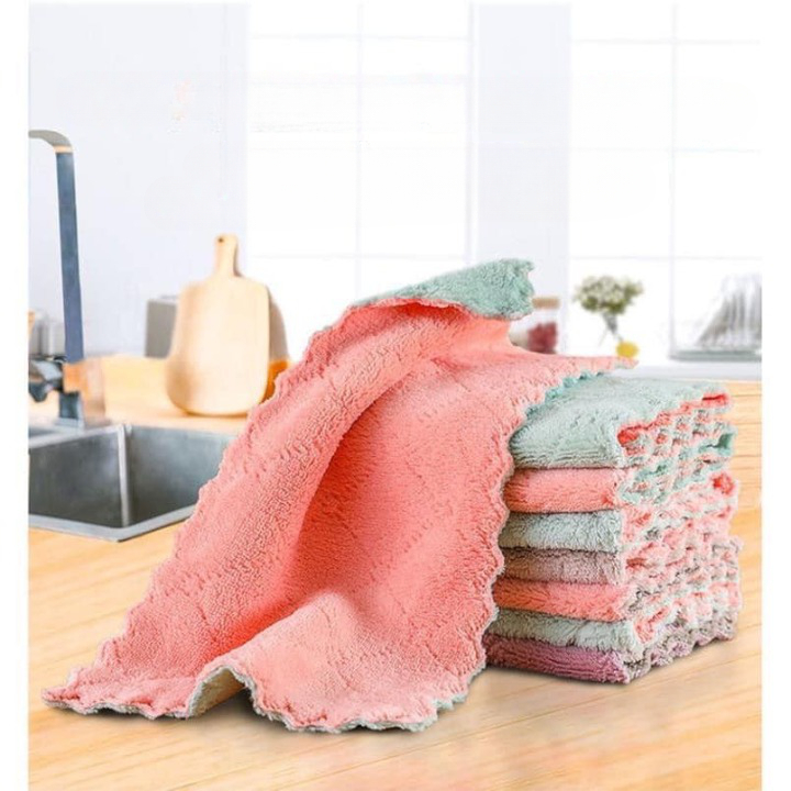 Khăn lau bếp 2 mặt siêu thấm hút, sợi vải mềm mịn thấm nhanh không mùi