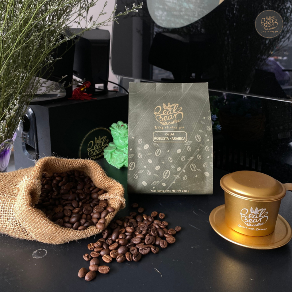 SET CÀ PHÊ PHIN RANG MỘC REAL BEAN COFFEE SANG TRỌNG