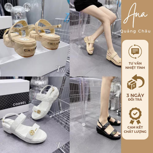 Sandal cha.nel mẫu mới nhất về đen và trắng hàng QC fullbox túi- Ana Quảng Châu