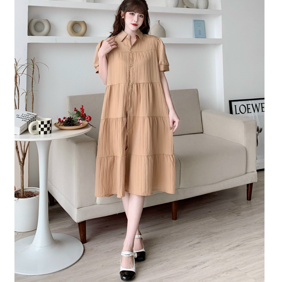 Váy bầu thời trang thiết kế chất lụa hoa freesize từ 45 đến 70kg-đầm bầu công sở siêu xinh cho mẹ bầu