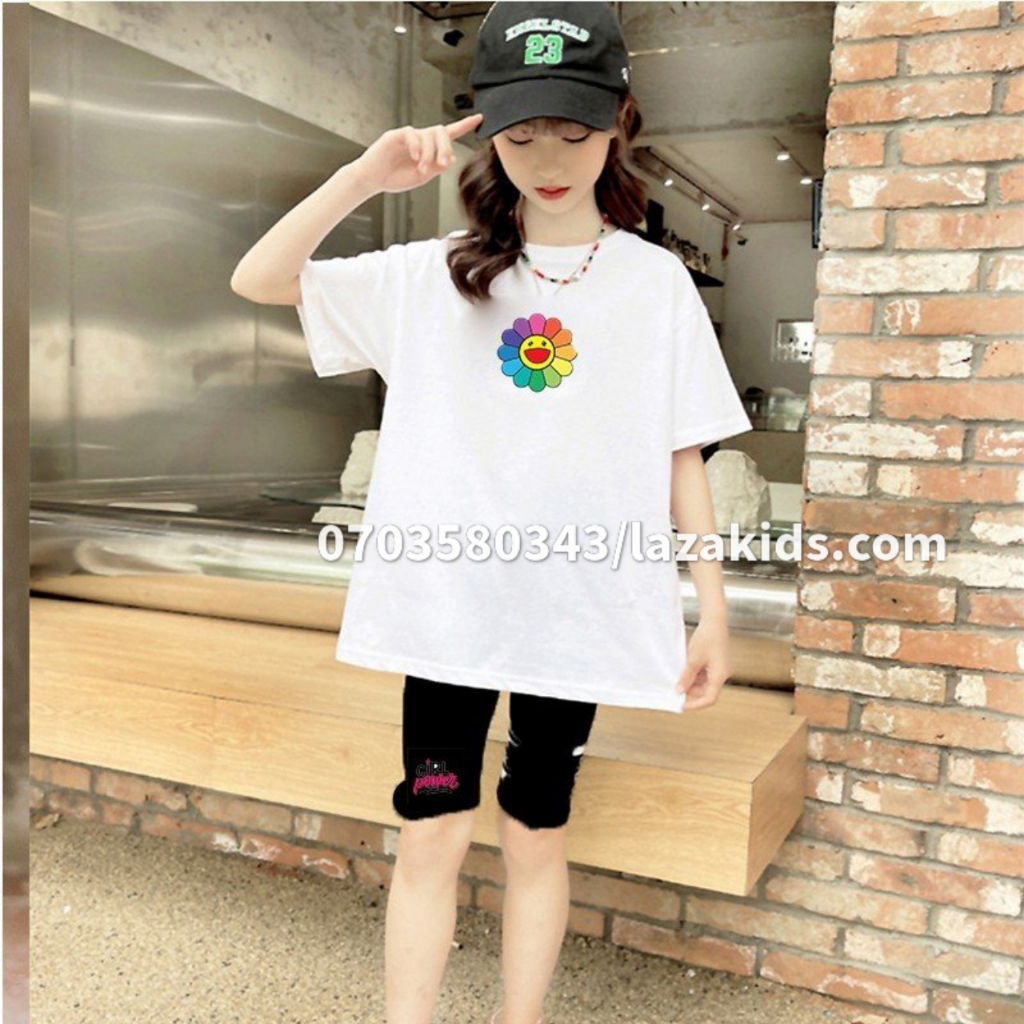 (Size 25-48Kg)Bộ ngố bé gái vải cotton mềm đẹp 4 chiều chính phẩm SÀI GÒN cho bé 8 tuổi-15 tuổi LAZAKIDS HOA MẶT CƯỜI
