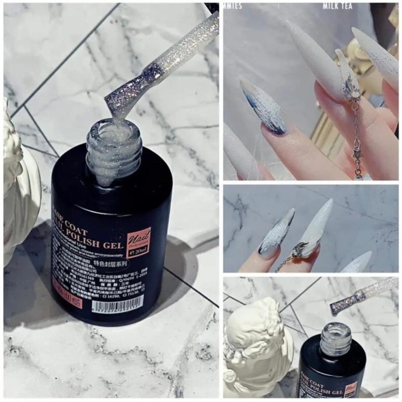 phụ kiện nails Top nhũ OUBOLI ,Top nhũ tuyết sơn trên mọi nền sơn