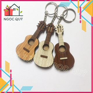 Móc khóa cây đàn ghita bằng gỗ, móc treo chìa khóa siêu xinh
