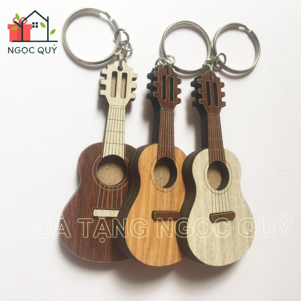 Móc Khóa Cây Đàn Ghita Bằng Gỗ, Móc Treo Chìa Khóa Siêu Xinh
