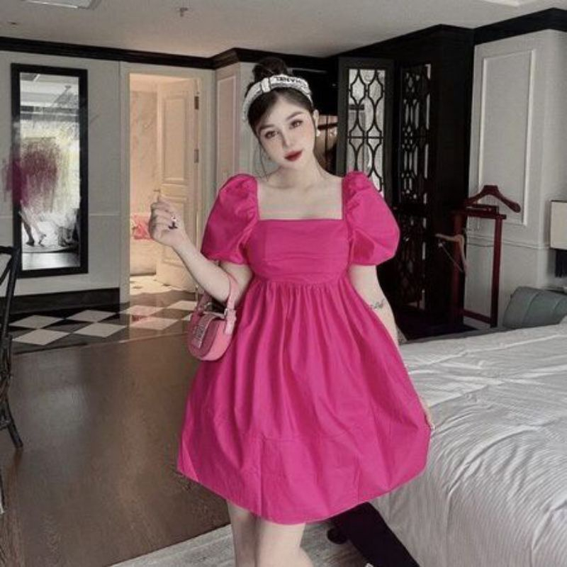 TT 04 - Đầm nữ baby màu trắng, thiết kế kiểu tiểu thư, cổ Vuông, tay bồng công chúa chất kate lụa cực mát