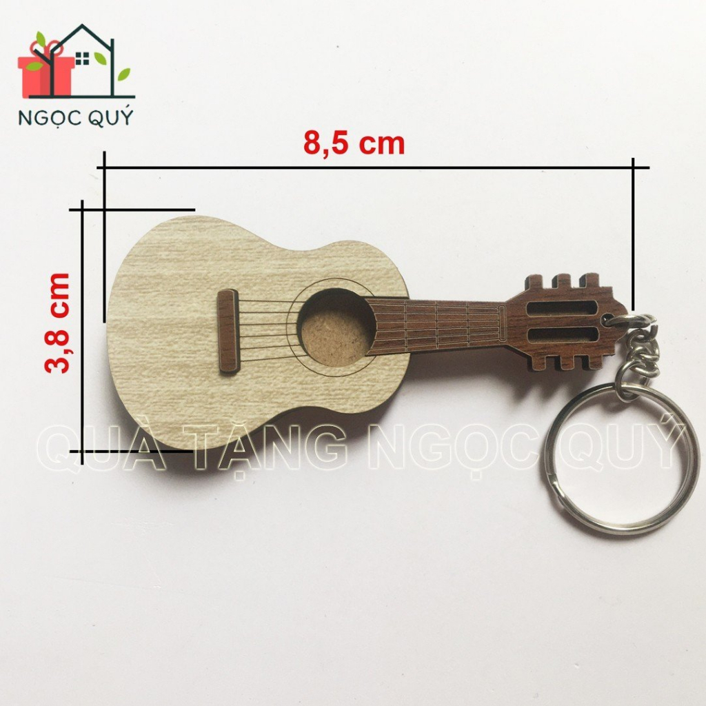 Móc Khóa Cây Đàn Ghita Bằng Gỗ, Móc Treo Chìa Khóa Siêu Xinh