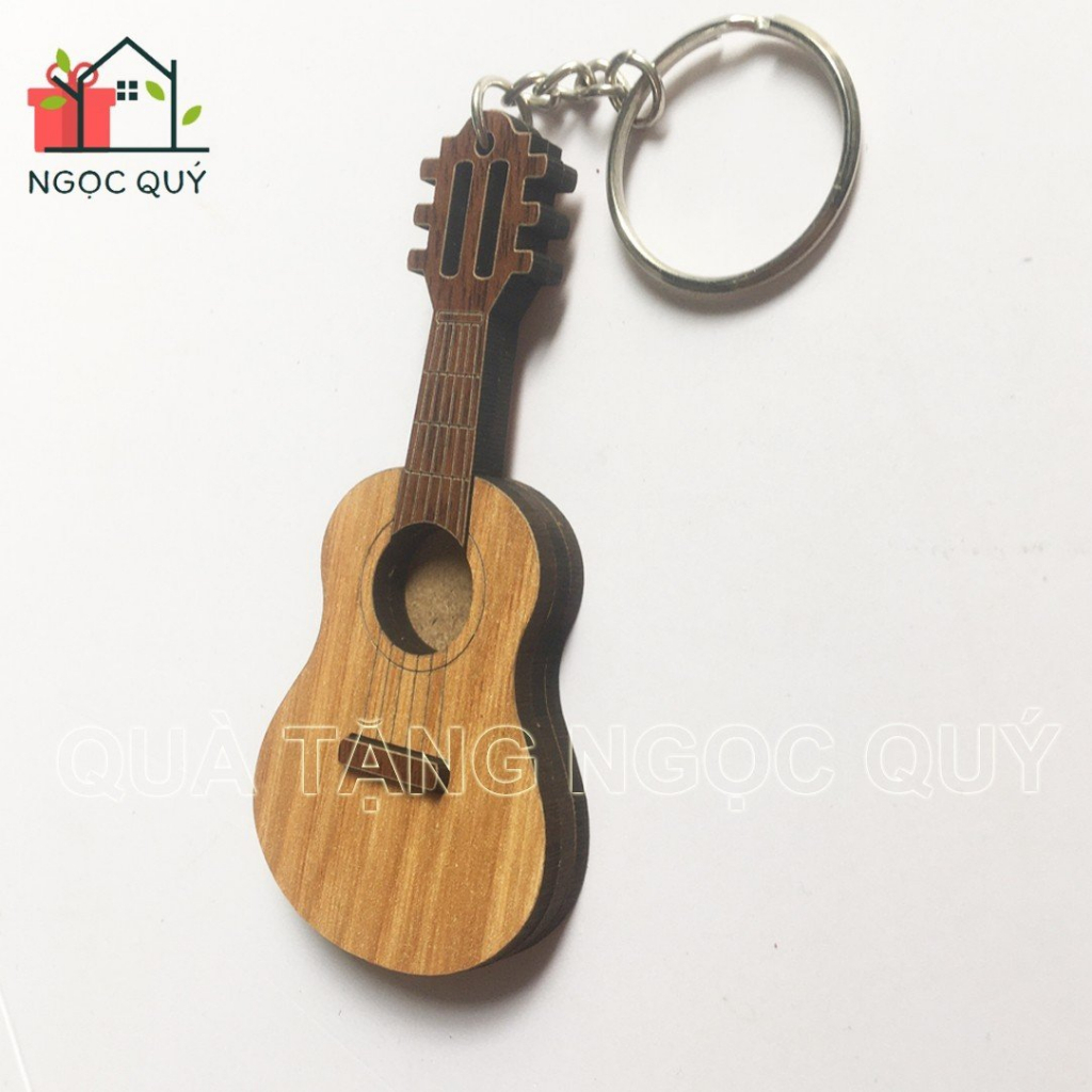 Móc Khóa Cây Đàn Ghita Bằng Gỗ, Móc Treo Chìa Khóa Siêu Xinh