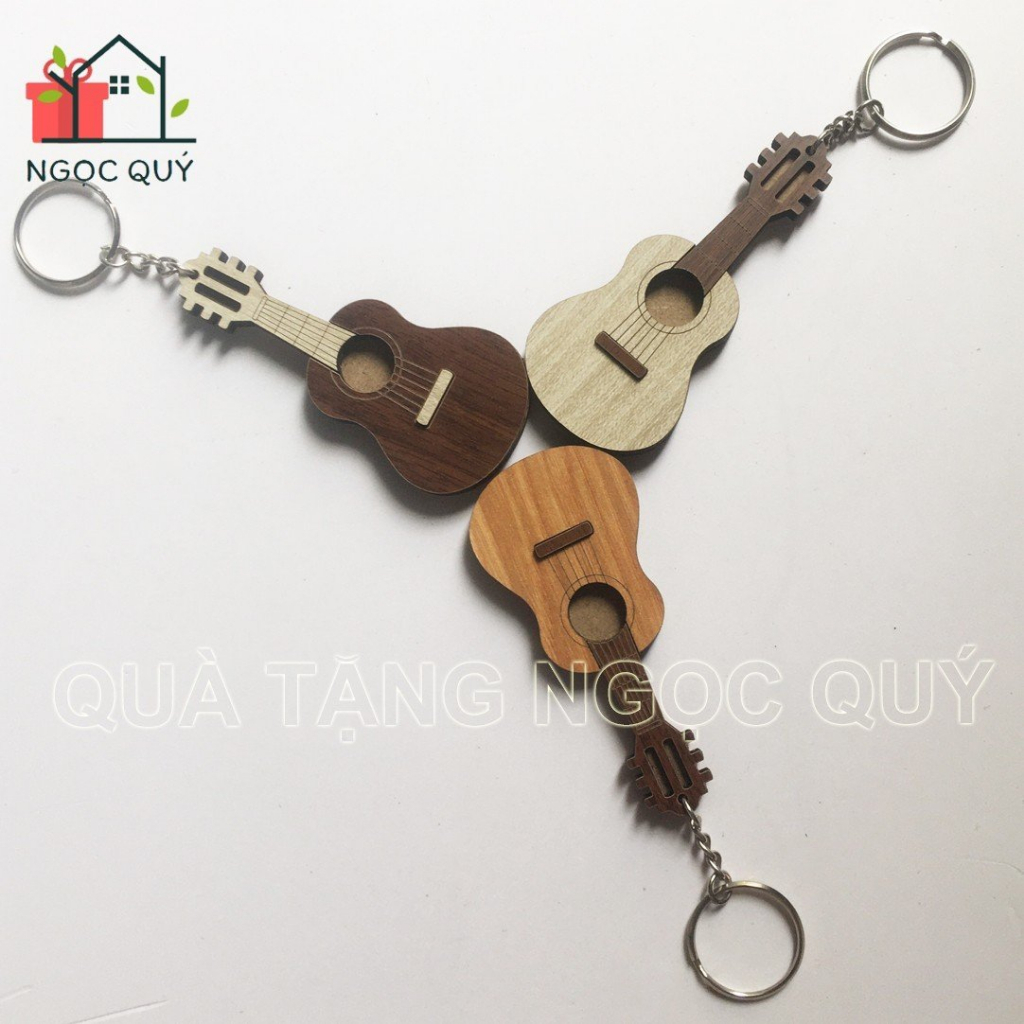 Móc Khóa Cây Đàn Ghita Bằng Gỗ, Móc Treo Chìa Khóa Siêu Xinh