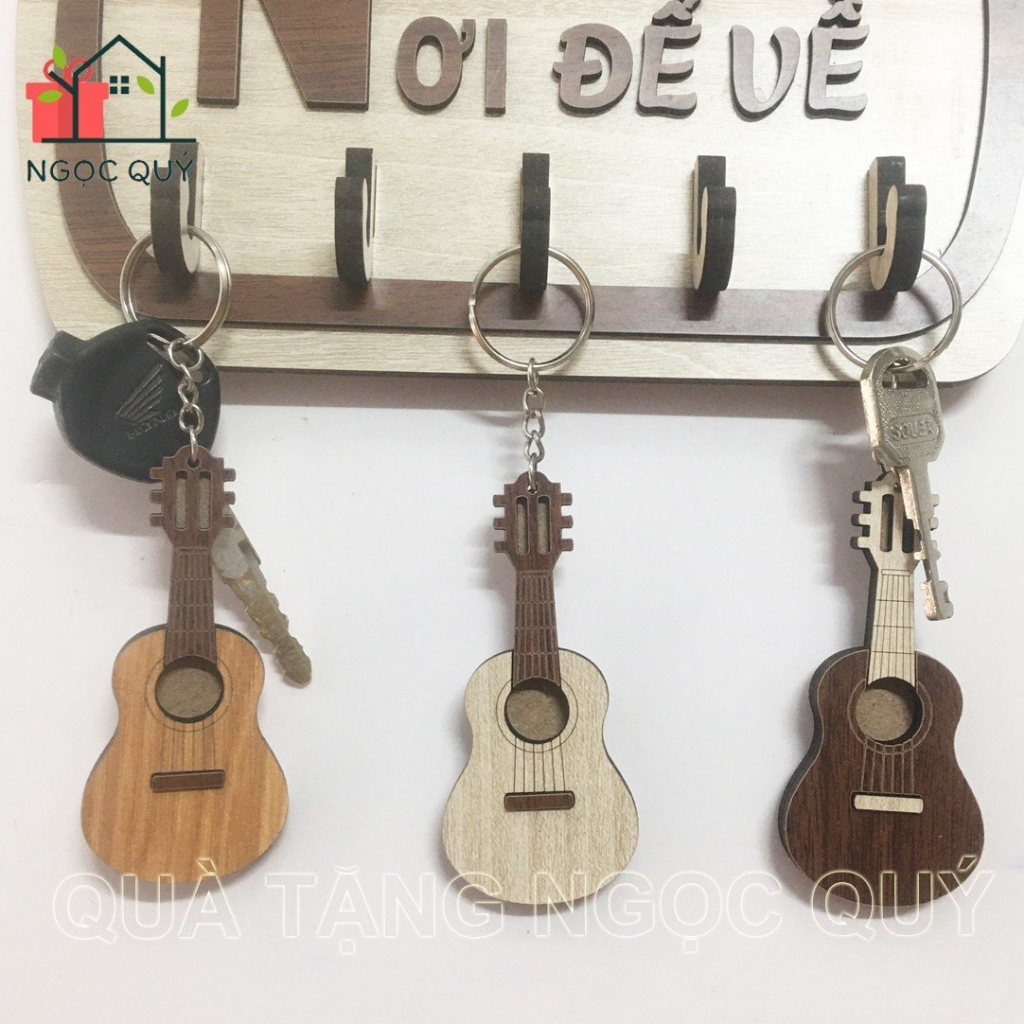 Móc Khóa Cây Đàn Ghita Bằng Gỗ, Móc Treo Chìa Khóa Siêu Xinh