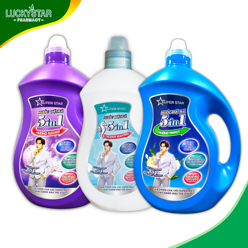 Nước Giặt Xả Cao Cấp 5 in 1 SUPER STAR - 3,8KG