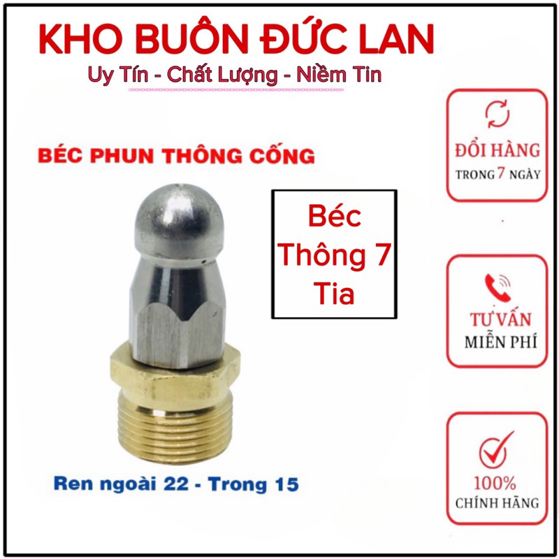Béc Phun Thông Tắc Cống Bằng Áp Lực Nước Máy Rửa Xe Ren 22mm - 14mm [ Loại 7 Tia Và Loại 4 Tia ]