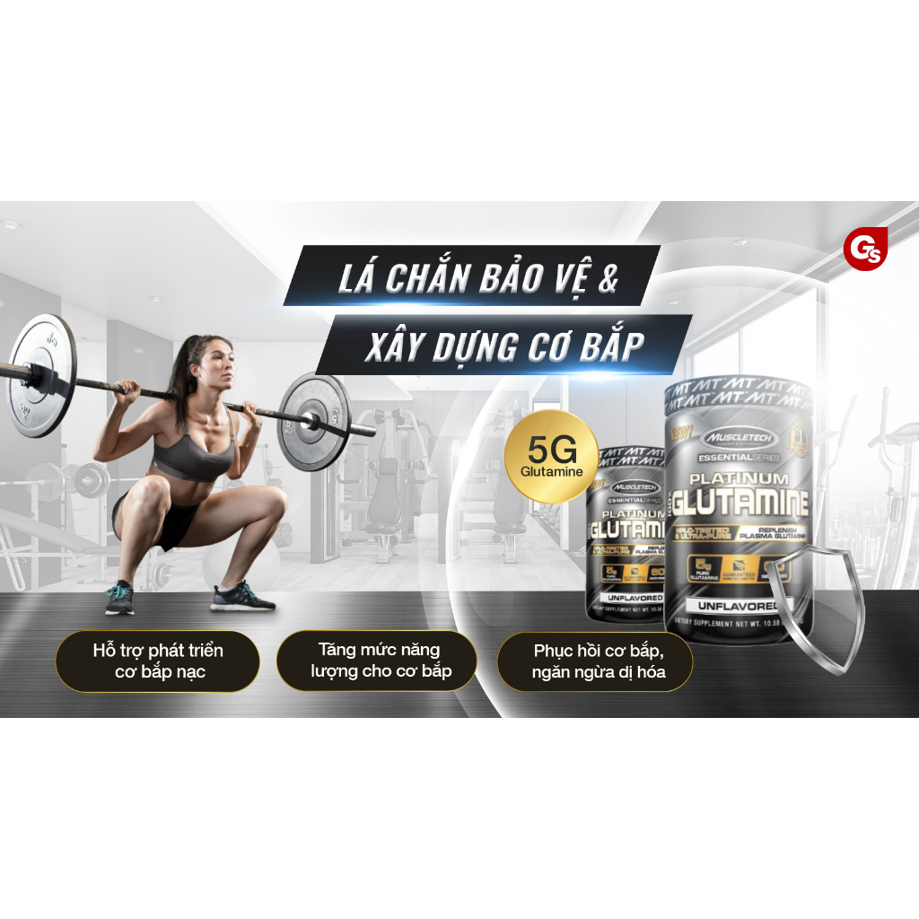 Bột MuscleTech Platinum 100% Glutamine, 300g Unflavored nhập khẩu Mỹ - Gymstore