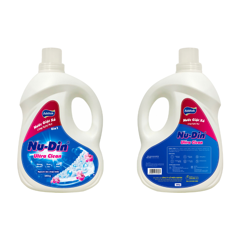 Nước giặt xả Nudin - Sạch sâu, thơm lâu, bền mầu quần áo can 3,6kg