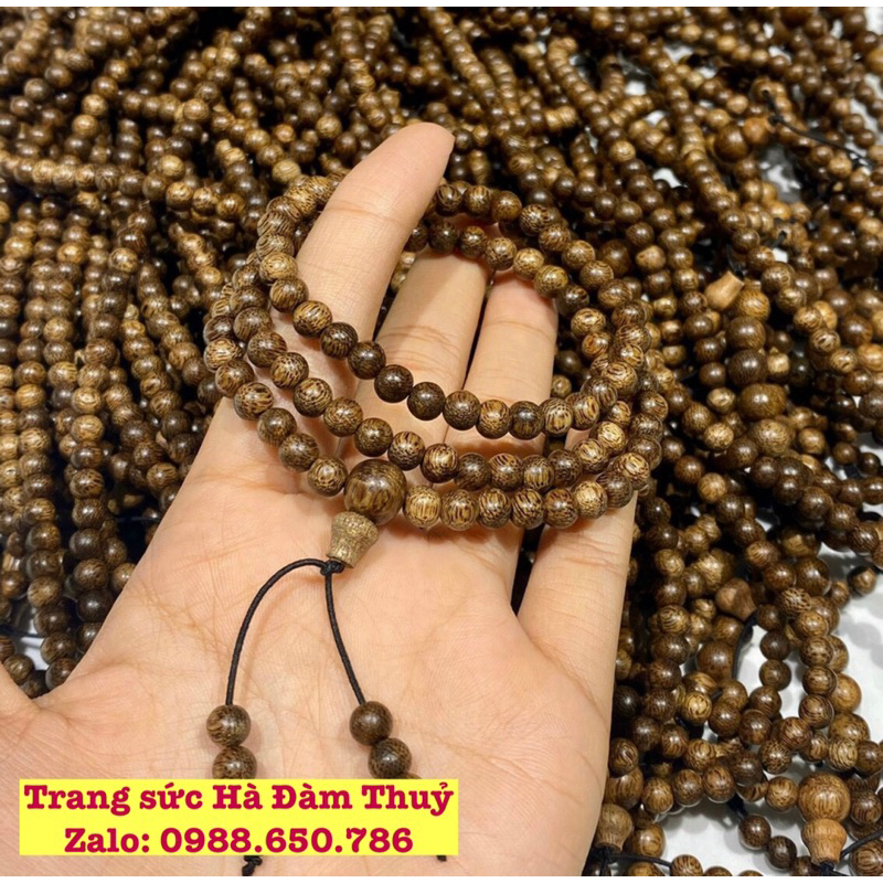 Chuỗi Trầm hương 108 hạt Size 6 ly và 8 ly TẶNG Hộp tặng Thẻ Bình An