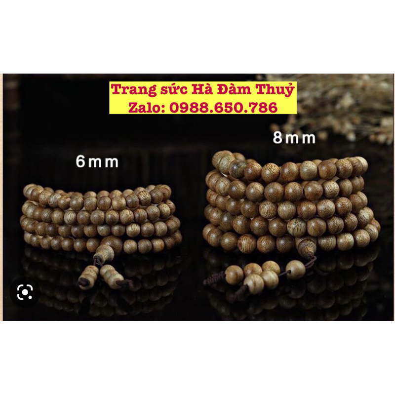 Chuỗi Trầm hương 108 hạt Size 6 ly và 8 ly TẶNG Hộp tặng Thẻ Bình An