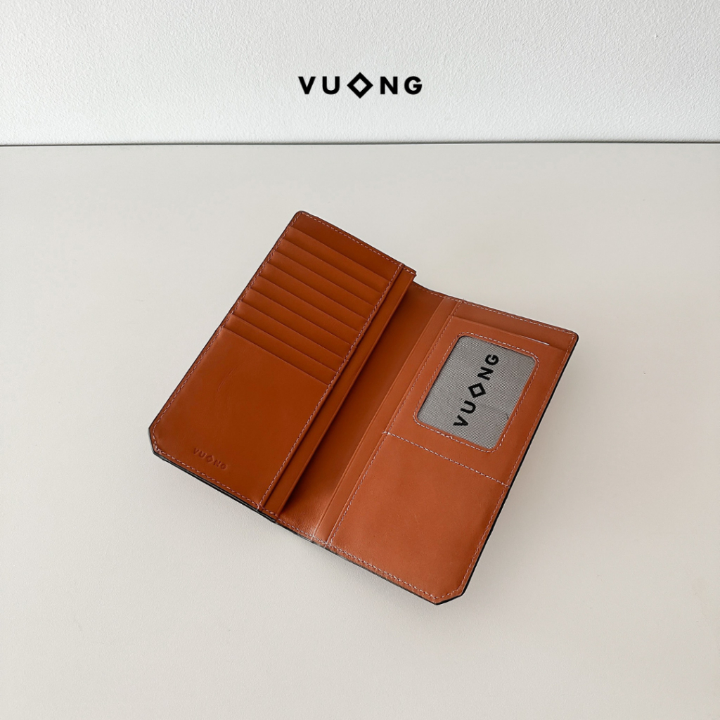 Ví dài Vuông Shop®️ Unisex da thật gập đôi xéo cạnh có sơn viền bền chắc phong cách tối giản