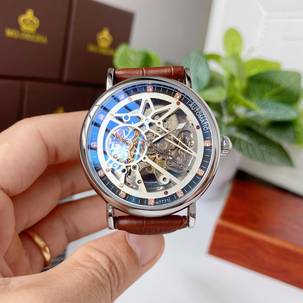 Đồng hồ nam MOHDNE cơ tự động kiểu dáng độc lạ đẹp mắt, thiết kế lộ full máy siêu ngầu