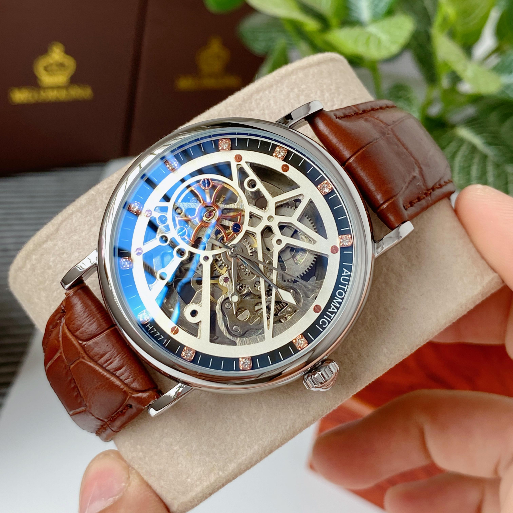 Đồng hồ nam MOHDNE cơ tự động kiểu dáng độc lạ đẹp mắt, thiết kế lộ full máy siêu ngầu