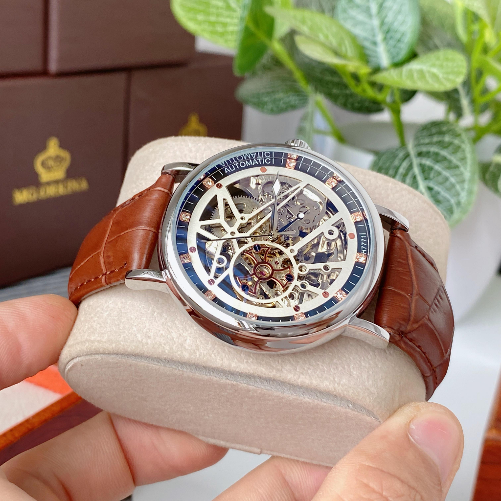 Đồng hồ nam MOHDNE cơ tự động kiểu dáng độc lạ đẹp mắt, thiết kế lộ full máy siêu ngầu
