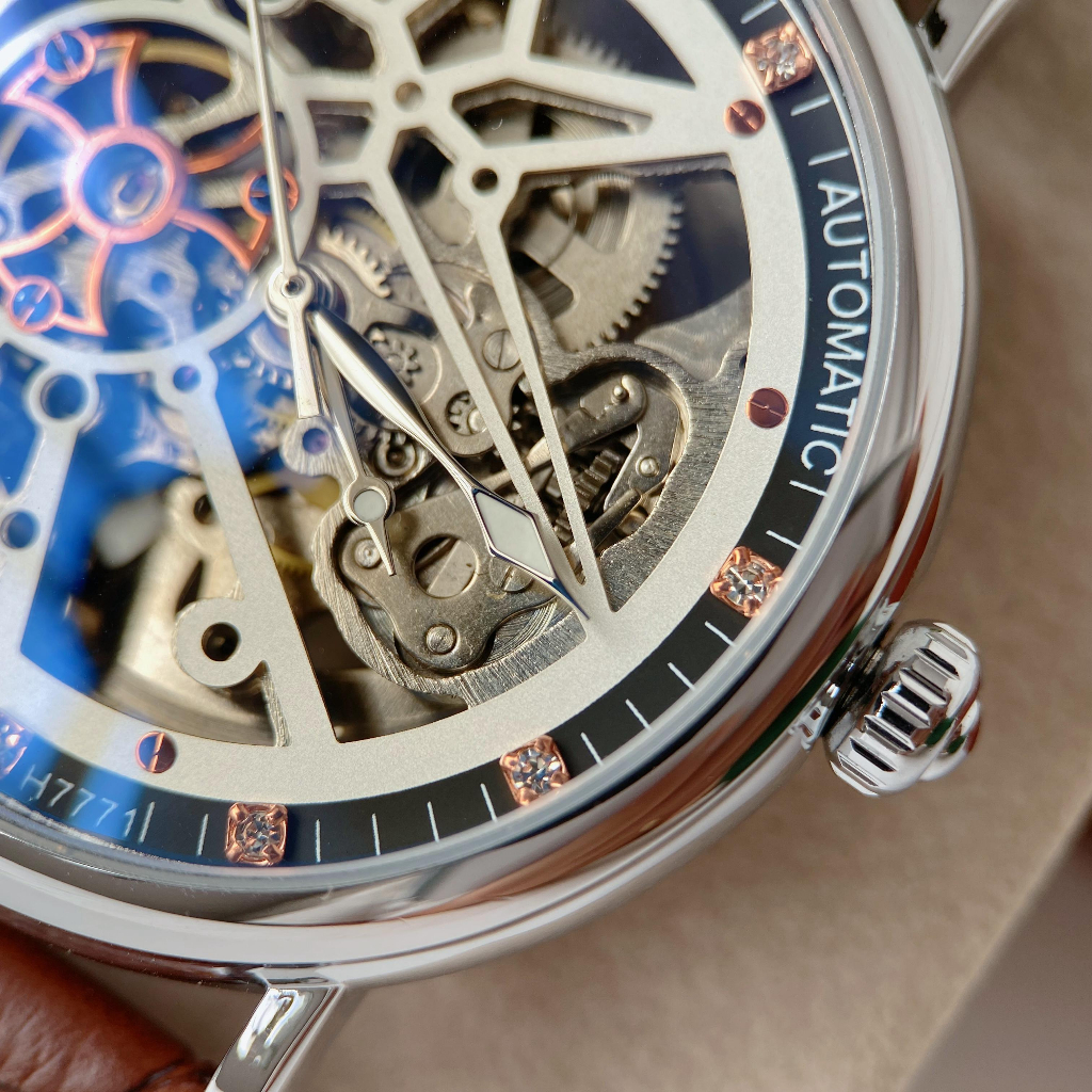 Đồng hồ nam MOHDNE cơ tự động kiểu dáng độc lạ đẹp mắt, thiết kế lộ full máy siêu ngầu