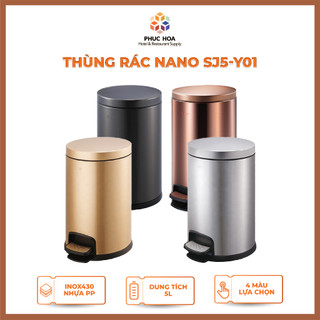 Thùng rác inox đạp chân 5L hình tròn SJ5-Y01