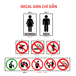 Sticker biểu tượng cấm đổ rác, cấm hút thuốc, vệ sinh nam nữ - hỗ trợ chỉ dẫn