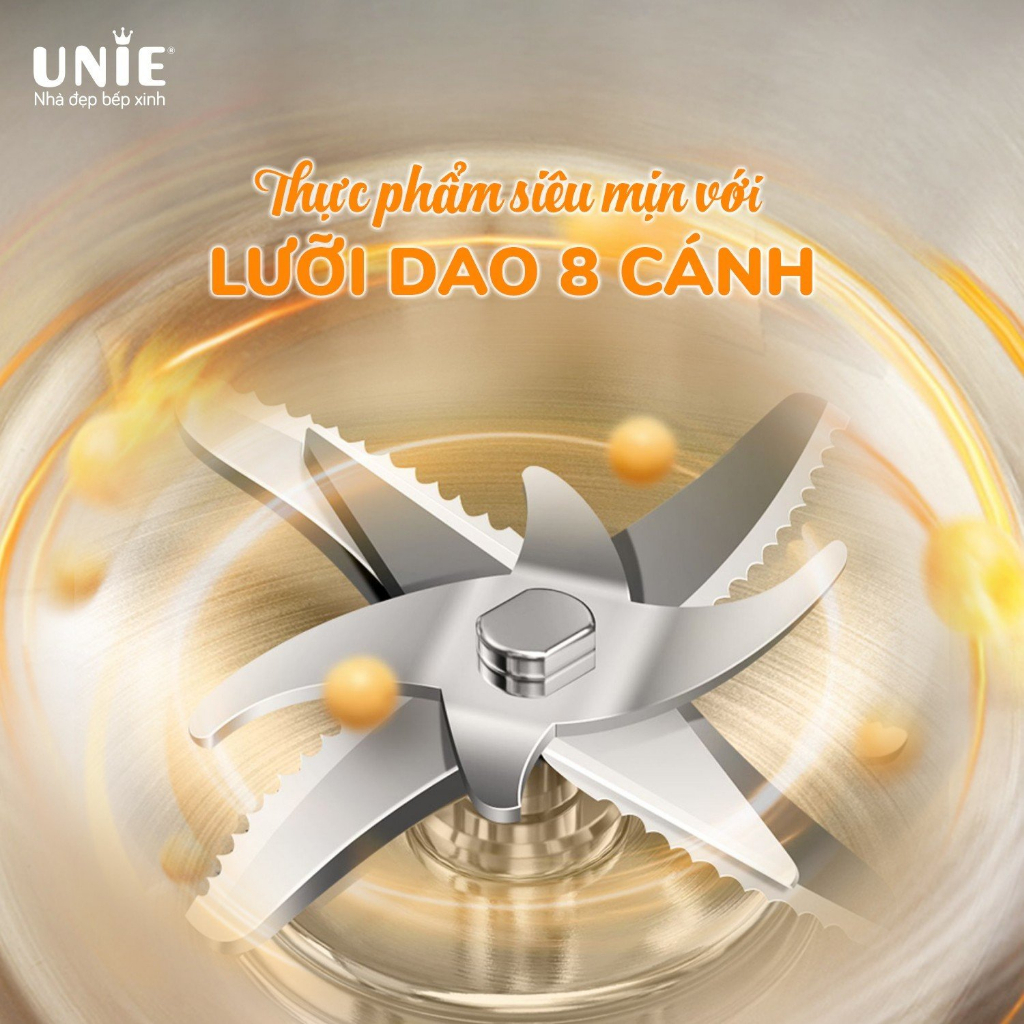Máy làm sữa hạt mini UNIE UMB09 800ml chống ồn 7 chức năng sữa hạt sinh tố cháo