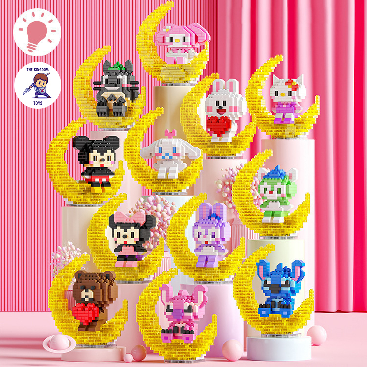 Đồ Chơi Lắp Ráp Mô Hình Phát Sáng Chuột Mickey / Vịt Donald / Gấu Duffy / Totoro  / LinaBell / StellaLou