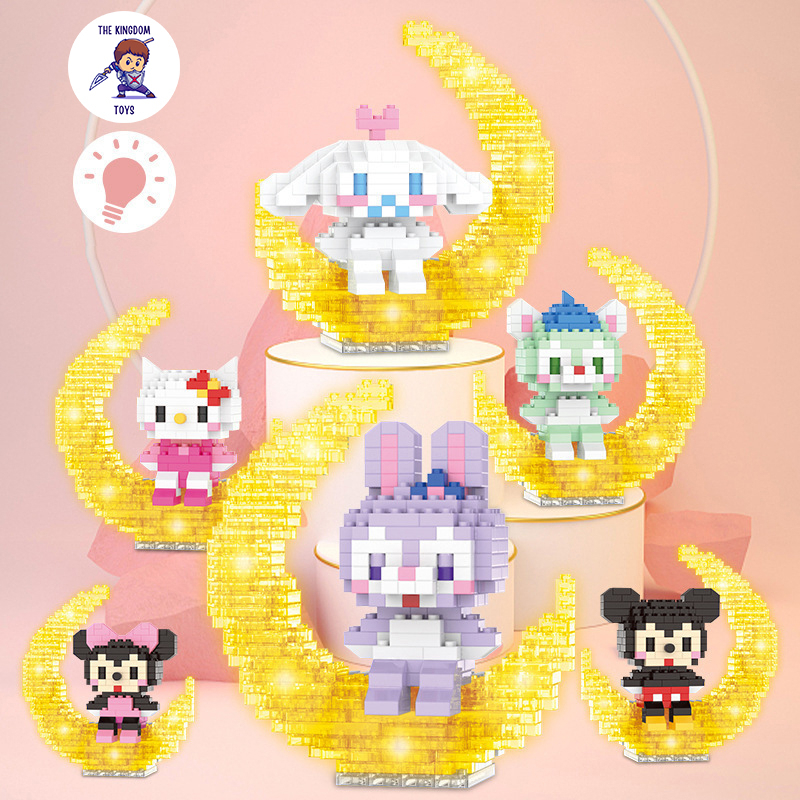 Đồ Chơi Lắp Ráp Mô Hình Phát Sáng Chuột Mickey / Vịt Donald / Gấu Duffy / Totoro  / LinaBell / StellaLou