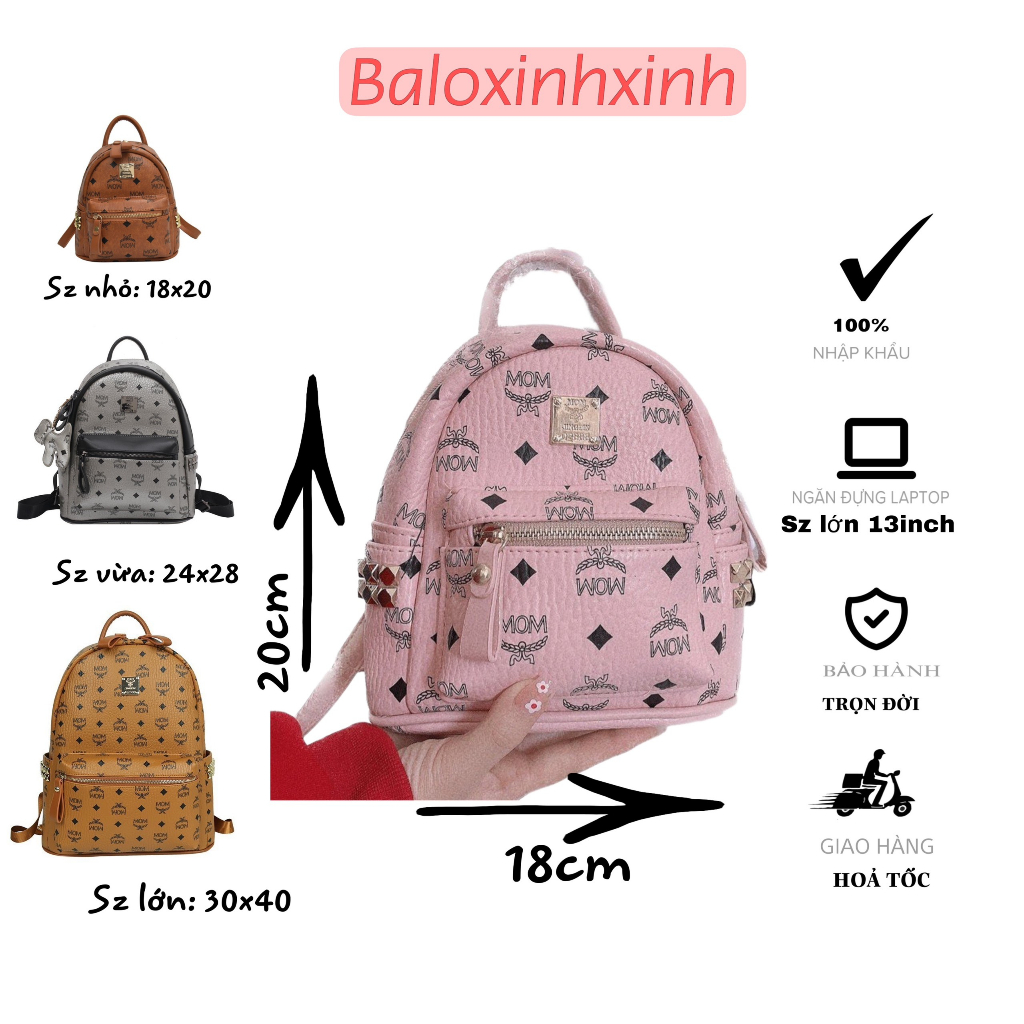 Balo da mini đủ size lớn vừa và nhỏ, chất da dày dặn đứng phom hàng Quảng Châu đi học đi chơi, ba lô nam nữ VP71F